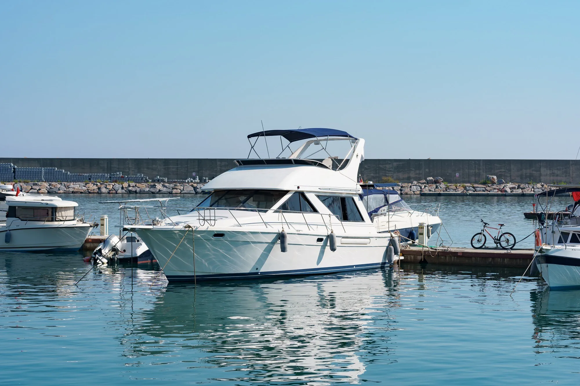 A motor vessel moored at the dock awaiting inspection